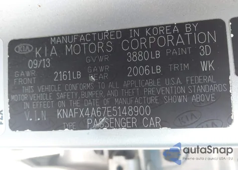 2014 Kia Forte Lx из США, поврежденный, VIN KNAFX4A67E5148900